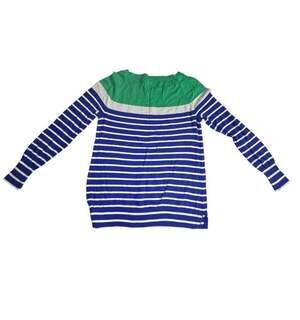 J.CREW J Crew ~ Small 6 ~ Green Striped 3/4 Sleeve Pullover  Wt 7